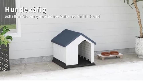 Pawhut Hundehütte Outdoor Hundehaus Mit Asphaltdach, Fenster, Grau